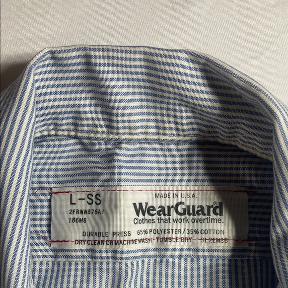 Vintage Men's Light Blue Striped Short Sleeve Button-Down Shirt - Picture 3 of 8